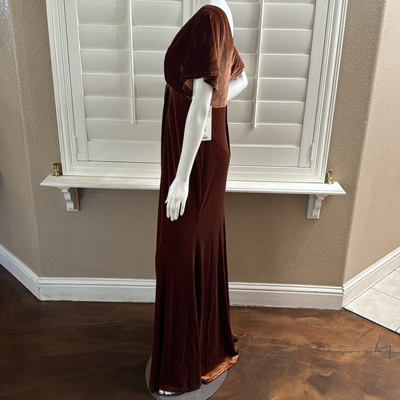 Revelry Maternity Gwen Velvet Dress Rust - Picture 4 of 11
